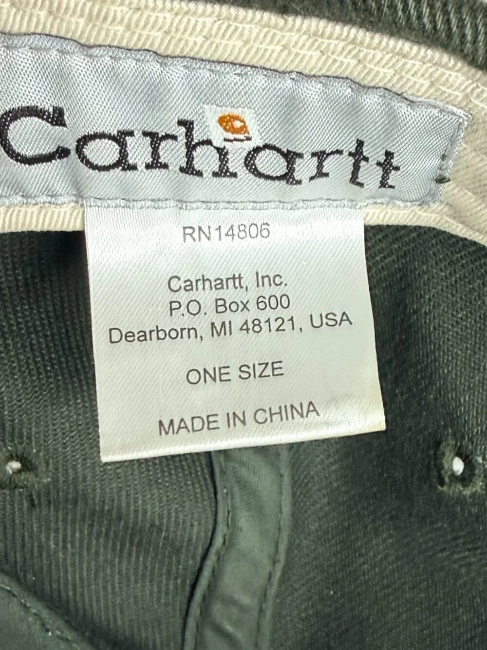 Carhartt Green Established 1889 100% Cotton Strap Back Hat Cap Embroidery